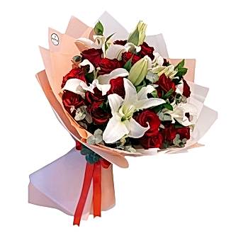 Lilyum ve Kırmızı Gül Buketi